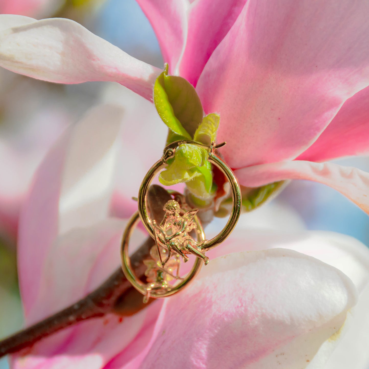 Adorable Cupid Mismatch Hoop Earrings, Ancient Greek Myth Characters: Eros and Anteros.