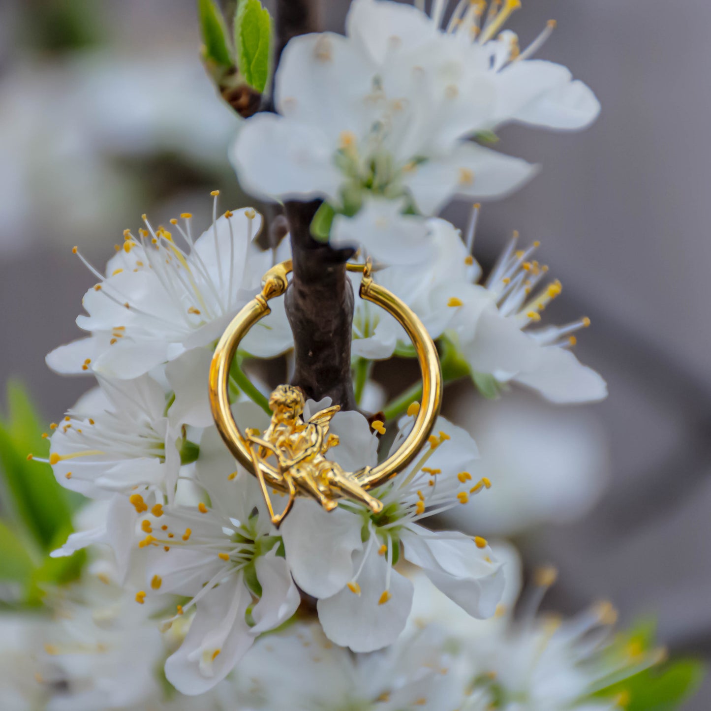 Adorable Cupid Mismatch Hoop Earrings, Ancient Greek Myth Characters: Eros and Anteros.