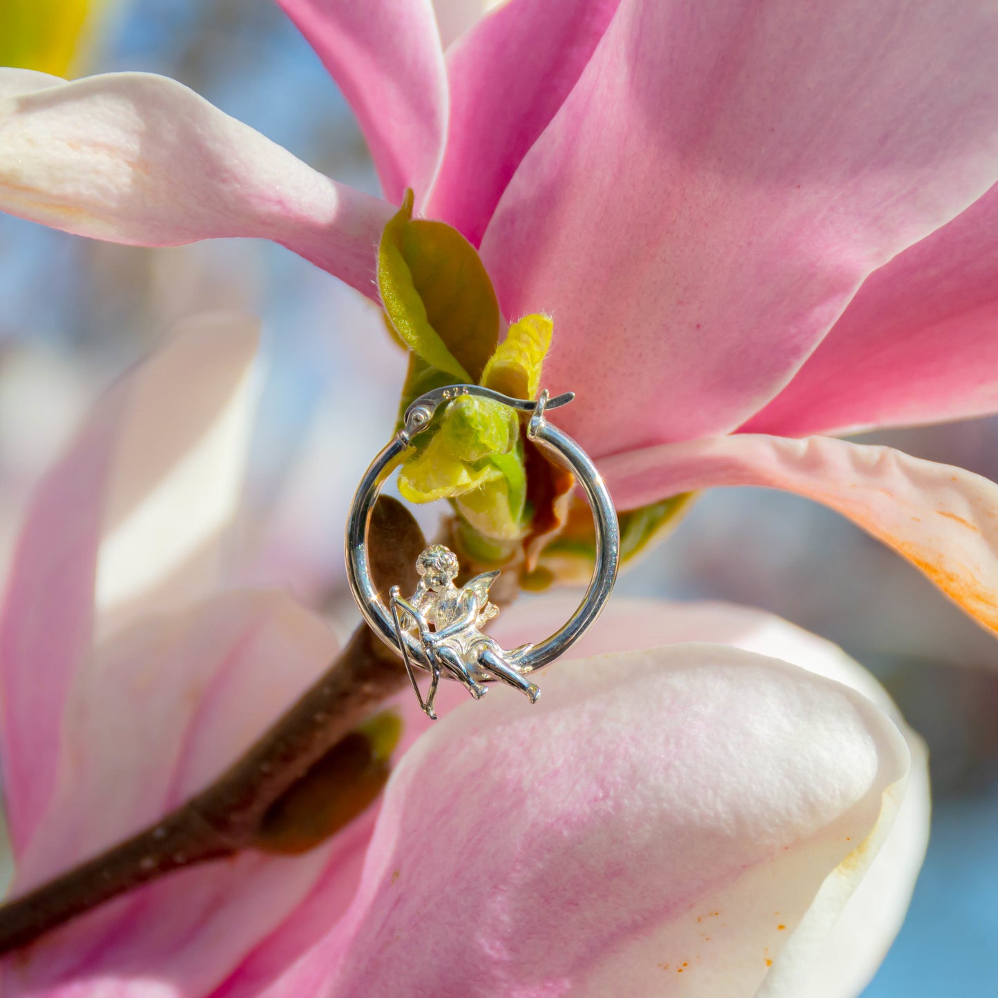 Adorable Cupid Mismatch Hoop Earrings, Ancient Greek Myth Characters: Eros and Anteros.