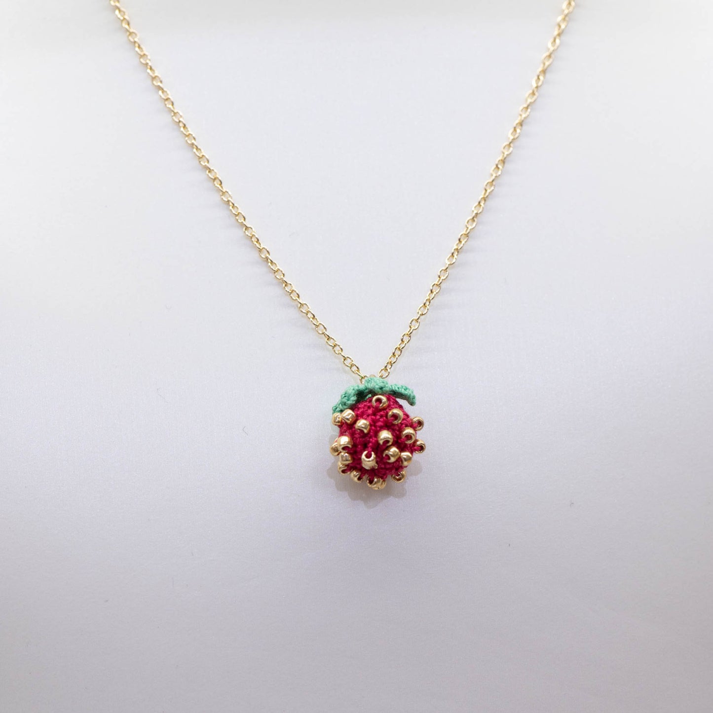 Micro Knitted Strawberry Necklace