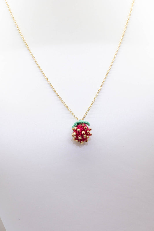 Micro Knitted Strawberry Necklace