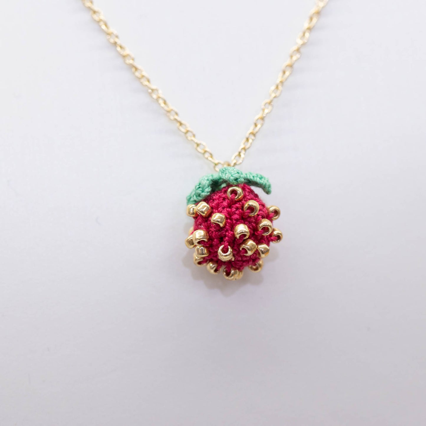 Micro Knitted Strawberry Necklace