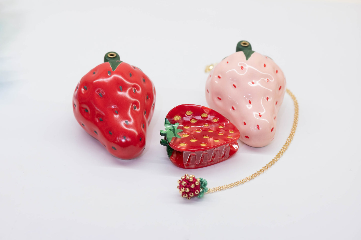 Micro Knitted Strawberry Necklace