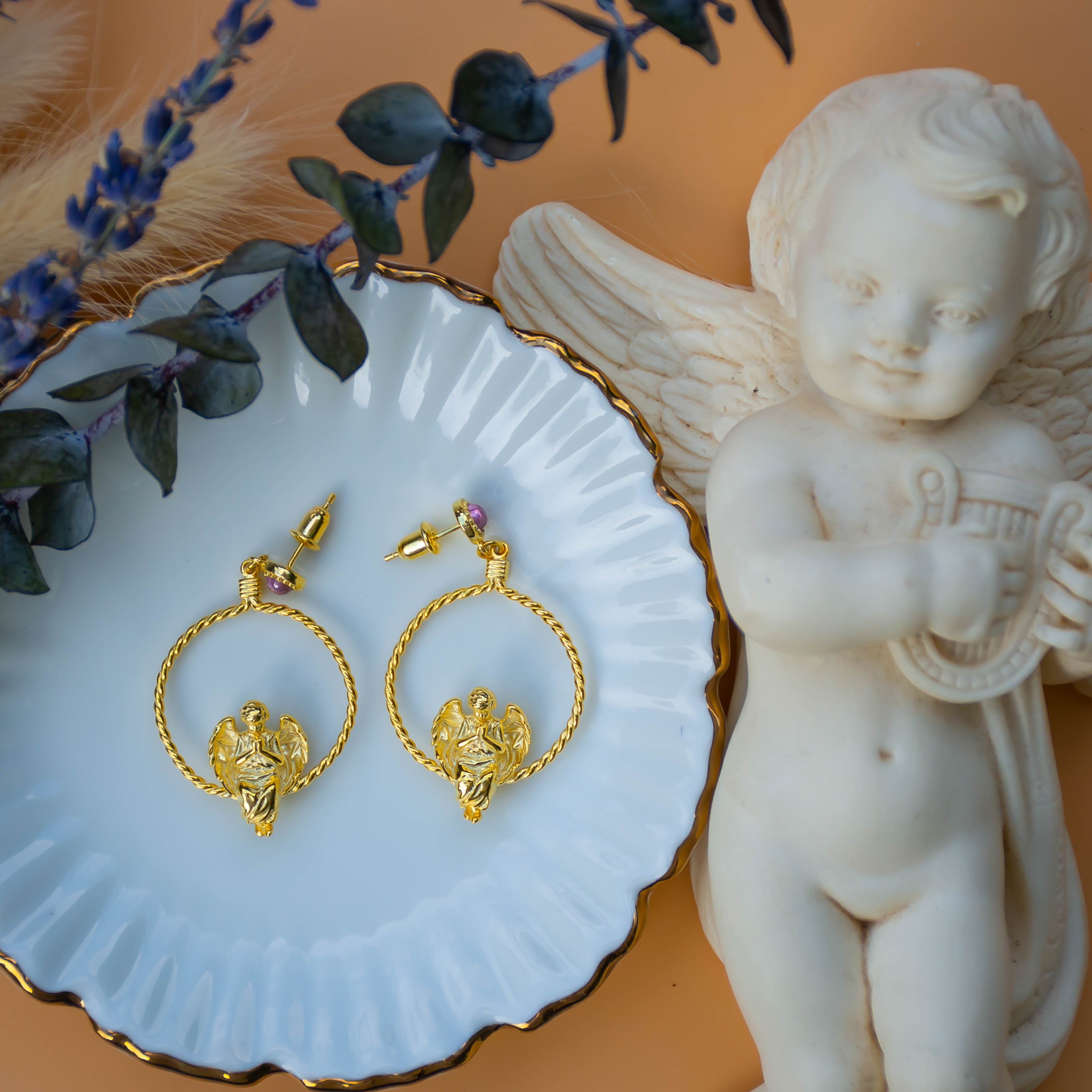 Cherub angel earrings store