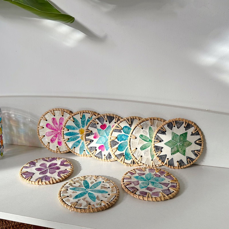 Handmade Round Tile Coaster - A Splash of Art for Your Table