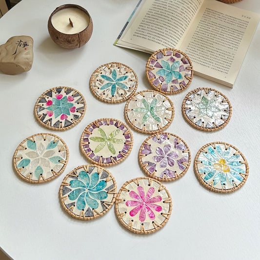 Handmade Round Tile Coaster - A Splash of Art for Your Table