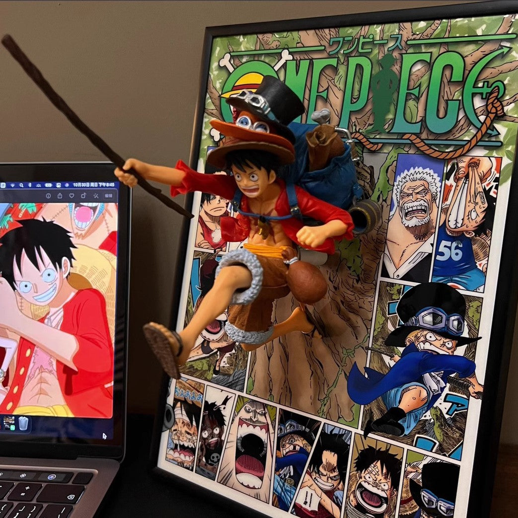 3D Anime Wall Art – Dynamic Action Figures of Luffy