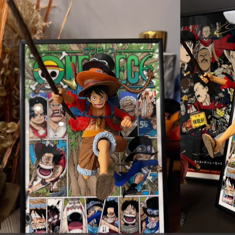 3D Anime Wall Art – Dynamic Action Figures of Luffy